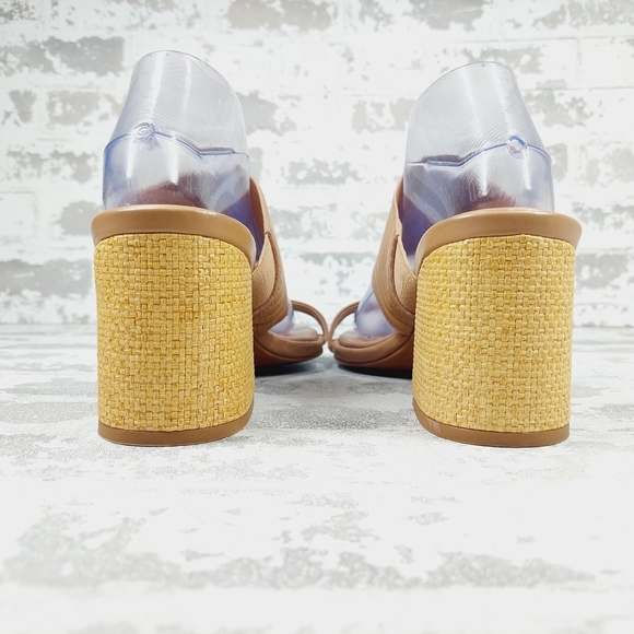 New Caslon Lamia Tan Leather Block Heel Square Toe Sandals W675 - Picture 6 of 12